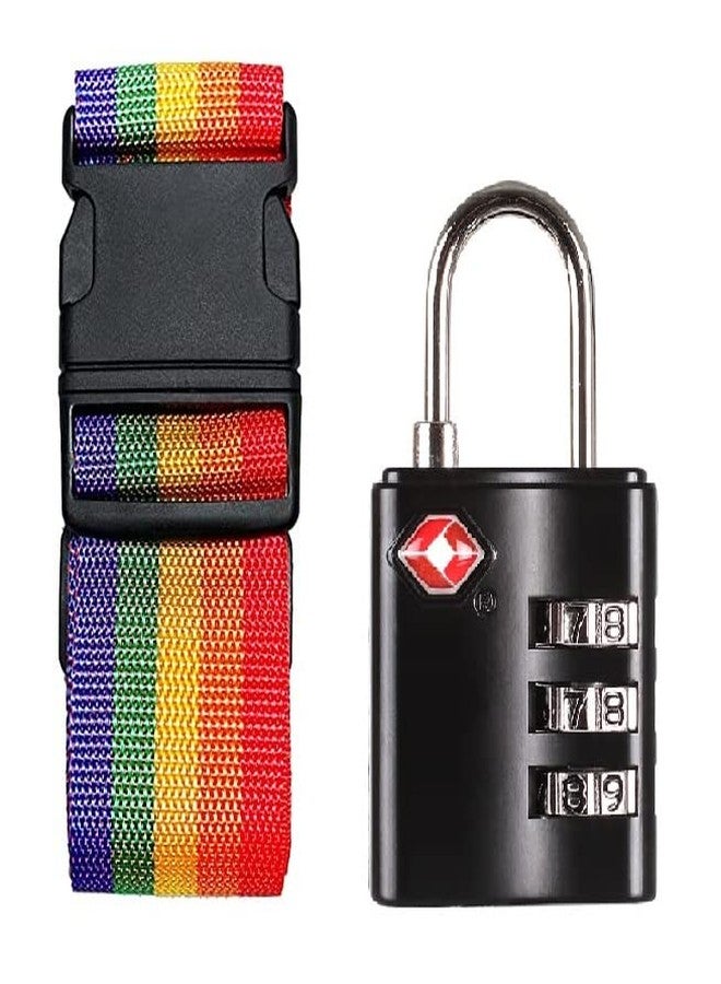 Inditradition Popular Combo TSA Accepted 3-Digit Luggage Lock & Nylon Luggage Strap Belt for Suitcase (Multi-Colour) - Image 1